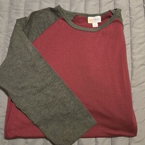 Red and Gray Long Sleeve Shirt